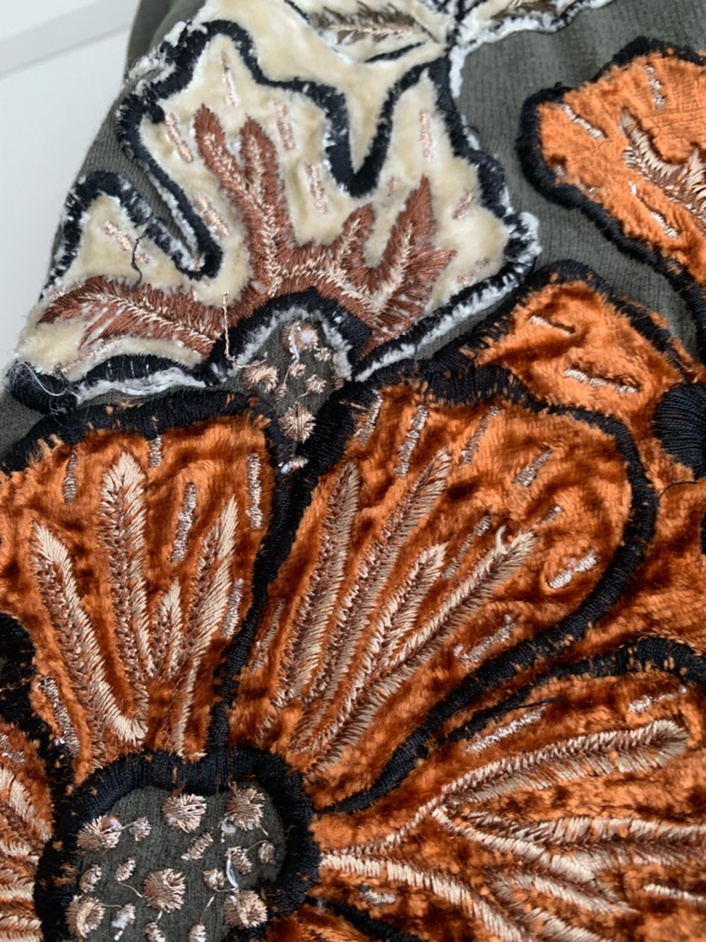 Anthropologie floral appliqué Moss cotton Embroidered Sweatshirt size XL - Picture 8 of 12